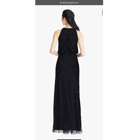 Adrianna Papell Petite Art Deco Beaded Blouson Dress / 6 Petite - Picture 3 of 5